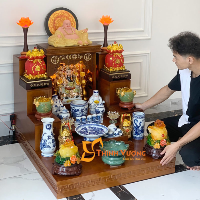 Bộ Bàn Thần Tài Hiện Đại Màu Hương Gỗ Sồi Bàn thờ thần tài hiện đại gỗ sồi nga màu hương