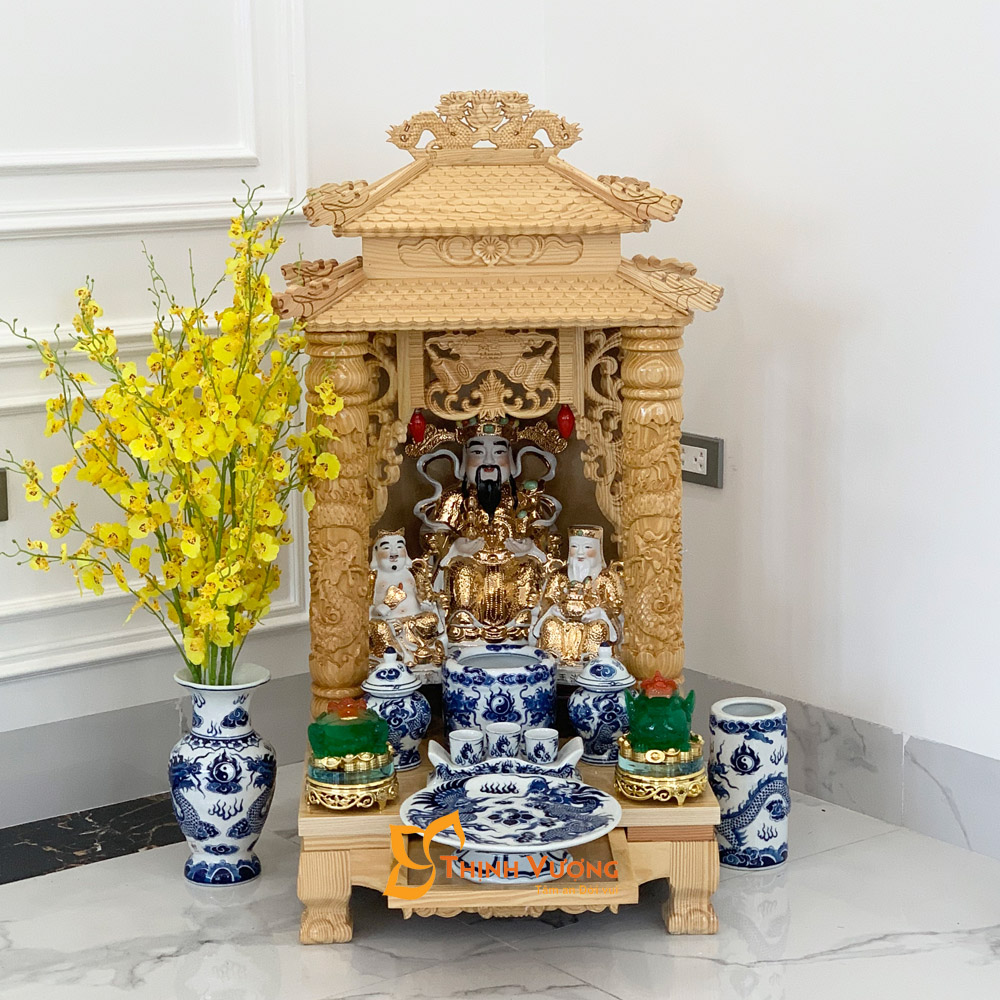 Mẫu bàn thờ thần tài 2 mái đẹp