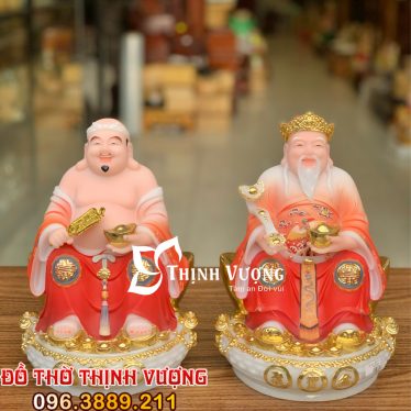 Tượng Thần Tài Thổ Địa bằng đá thạch anh đỏ đẹp