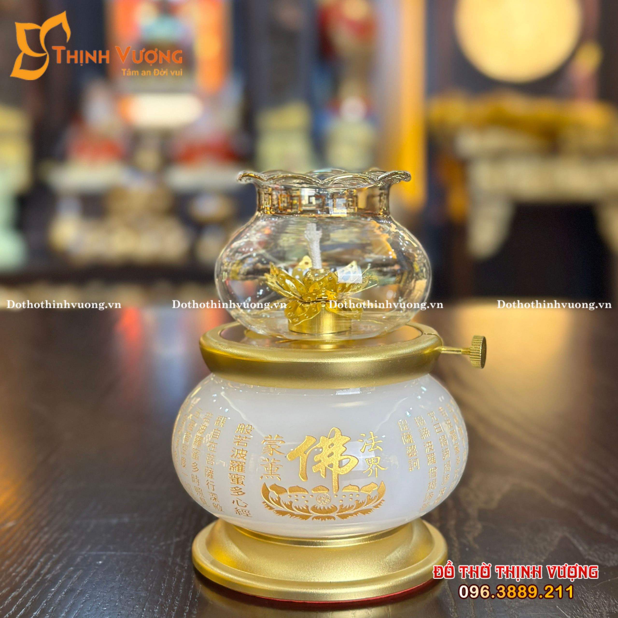 Đèn Dầu Đá TK Trắng – Tròn