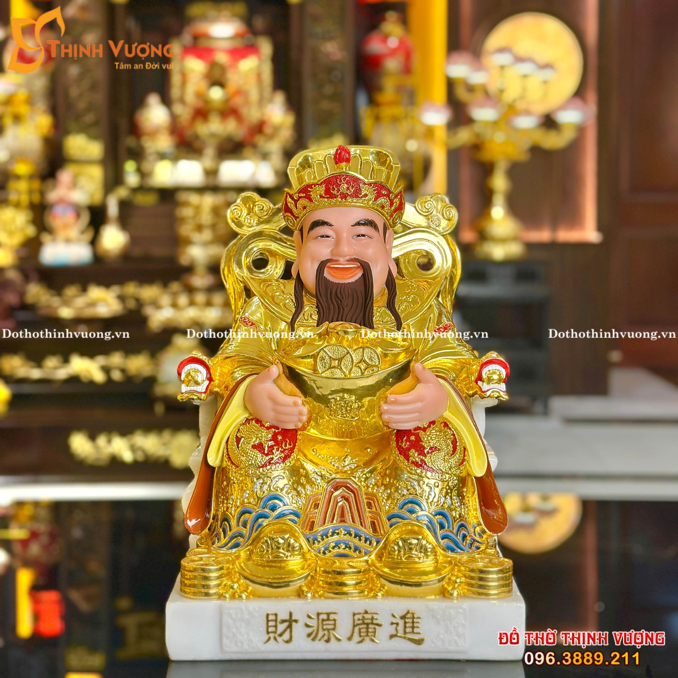 Tượng Thần Tiền Dát Vàng 24K