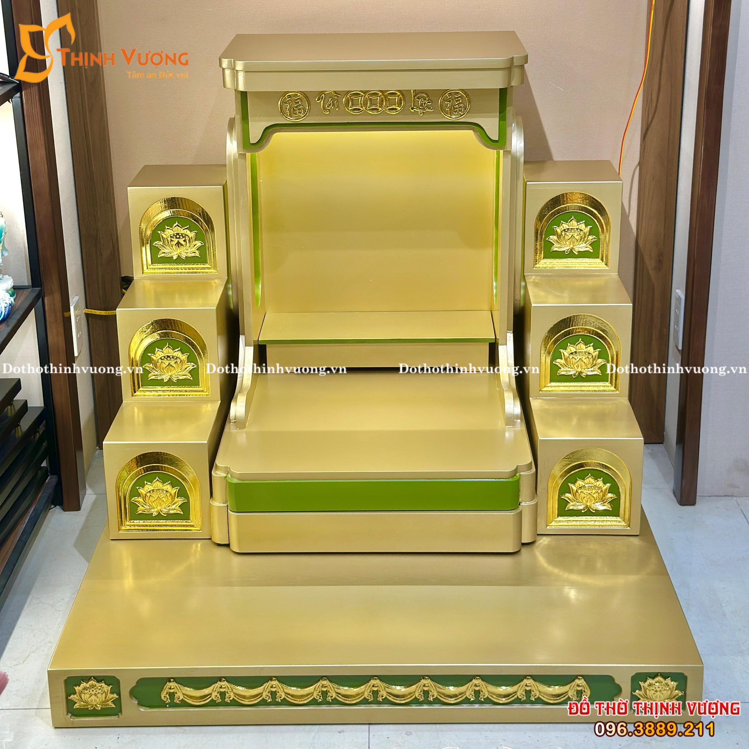 Bộ Ban Thờ Thần Tài SG AH Vàng Gold + Kẻ Xanh