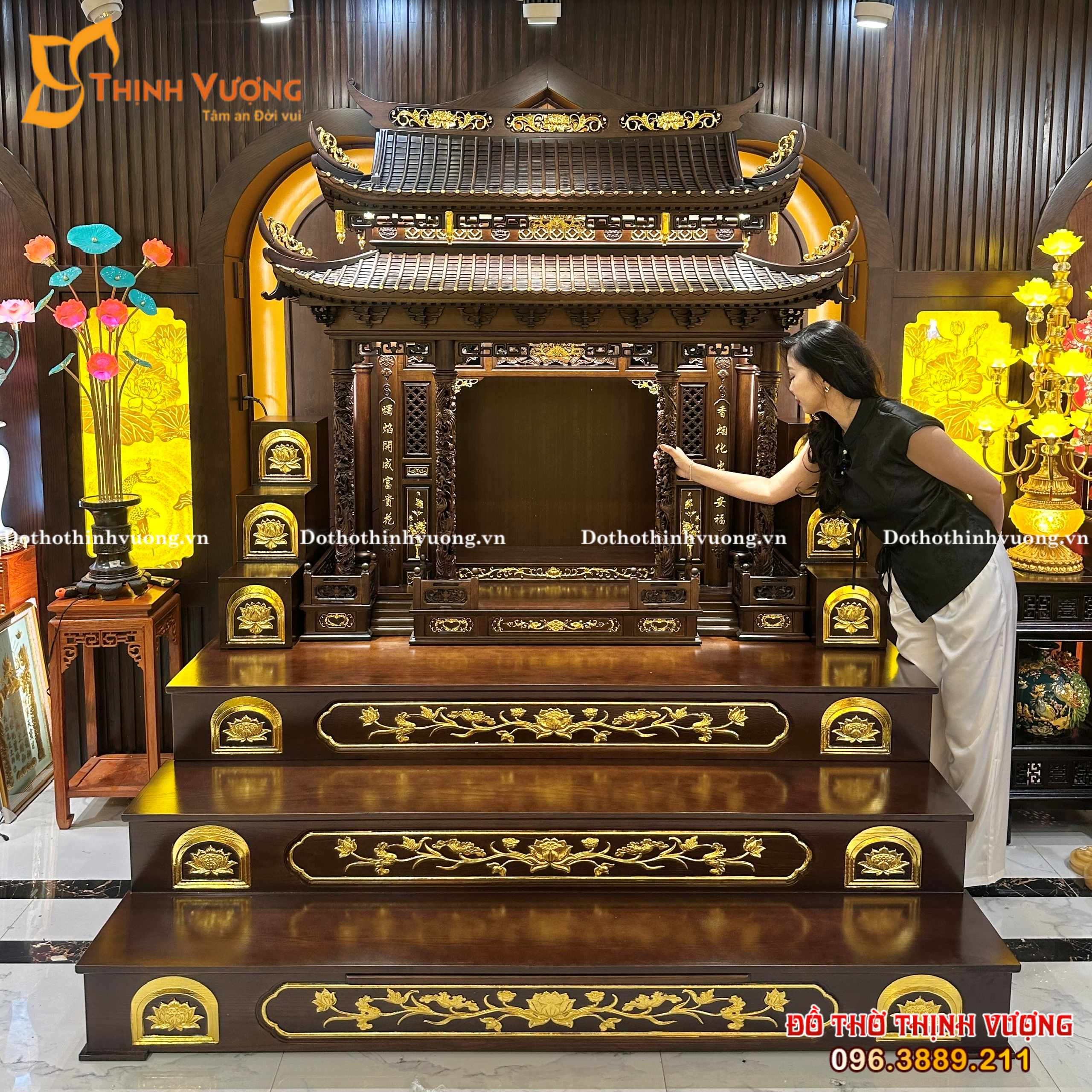 Bộ Ban Thờ Thần Tài Mái Đình Bách Xanh