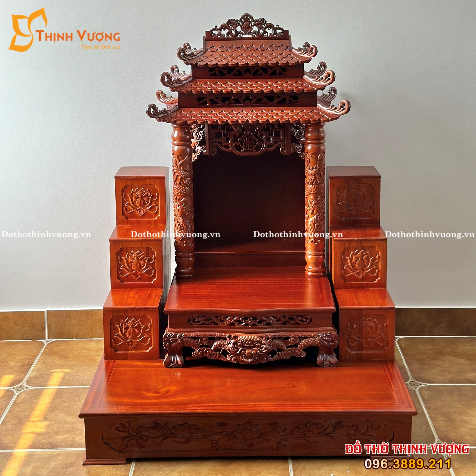 Bộ Ban Thần Tài 3 Mái Gỗ Gõ