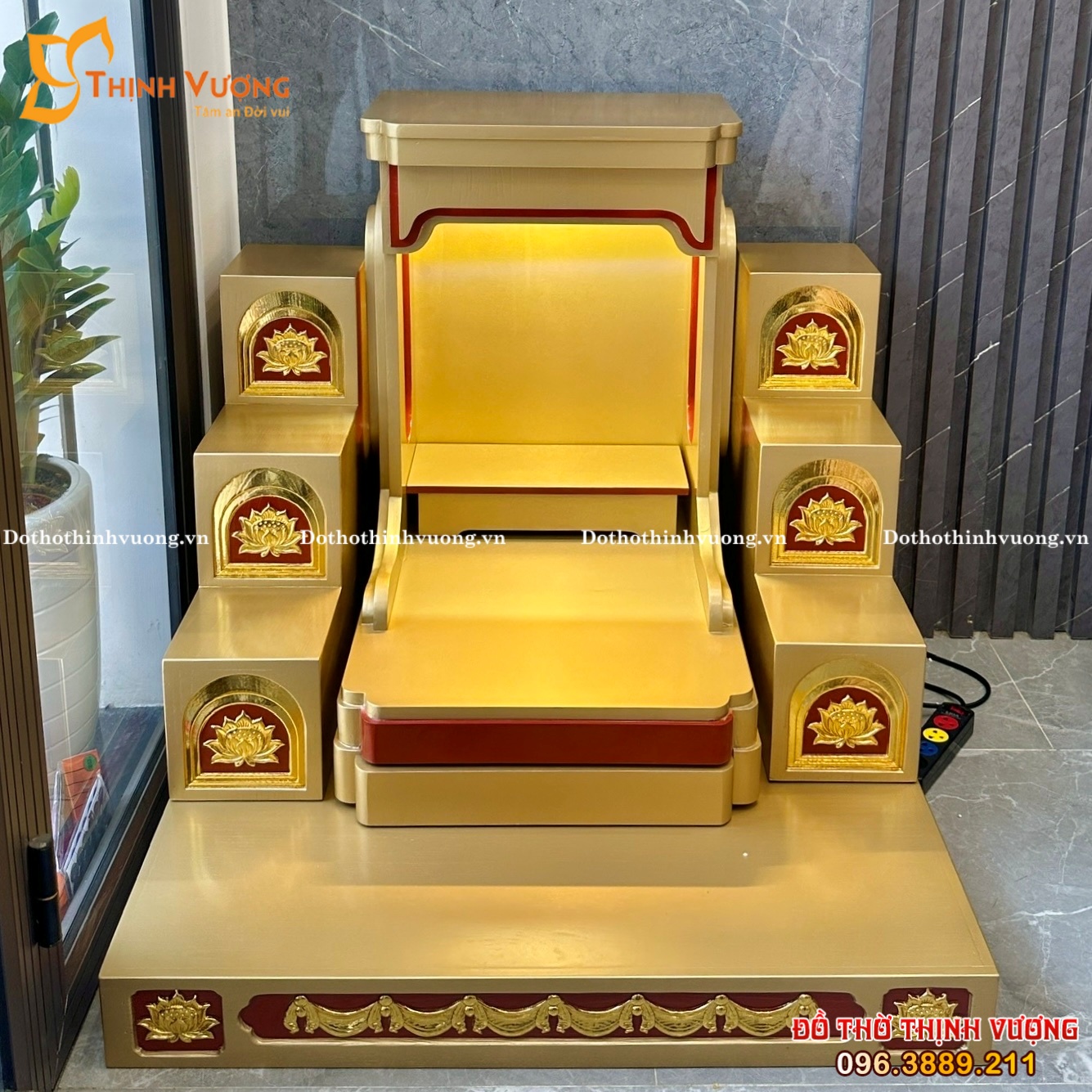 Bộ Ban Thần Tài HDSG Vàng Gold Kẻ Đỏ