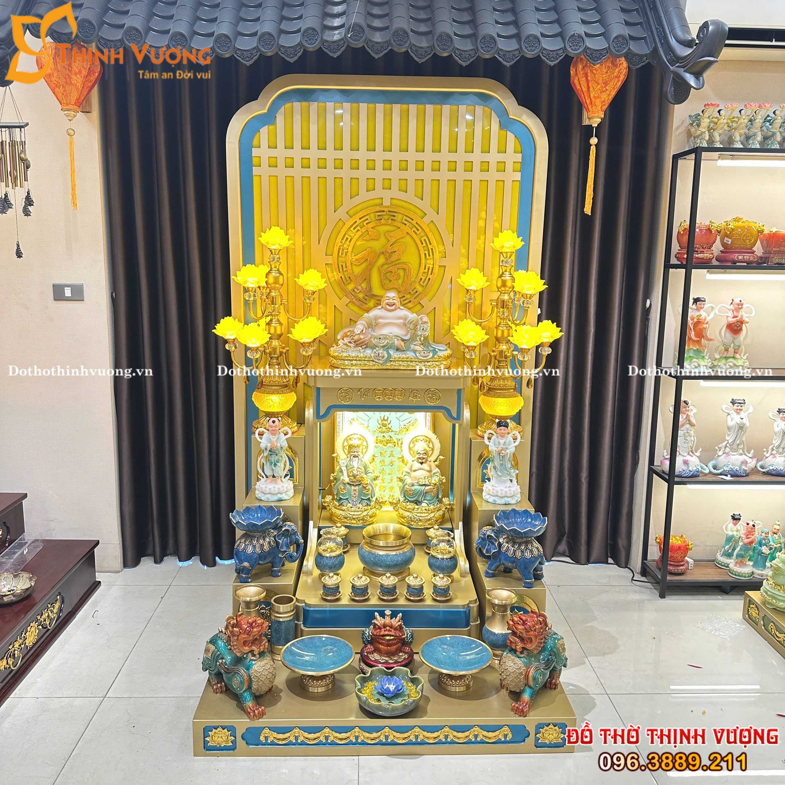 Bộ Thần Tài Thuỷ Vượng Phúc Sinh Đồ Thờ Kim Bảo Thạch Phong