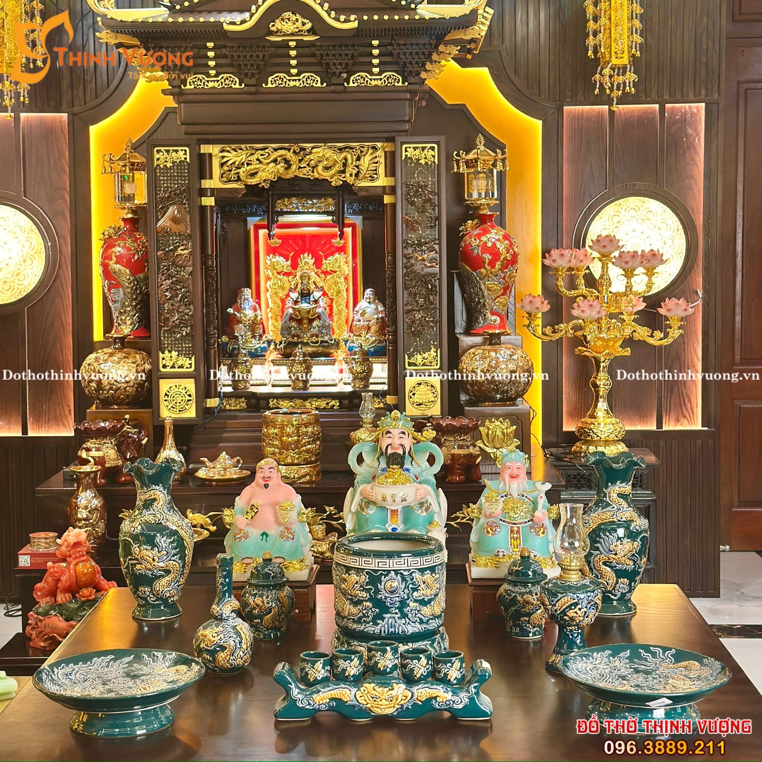 Bộ Thờ Cúng Xanh Nổi BT + Tài địa PQ VN Xanh Lục