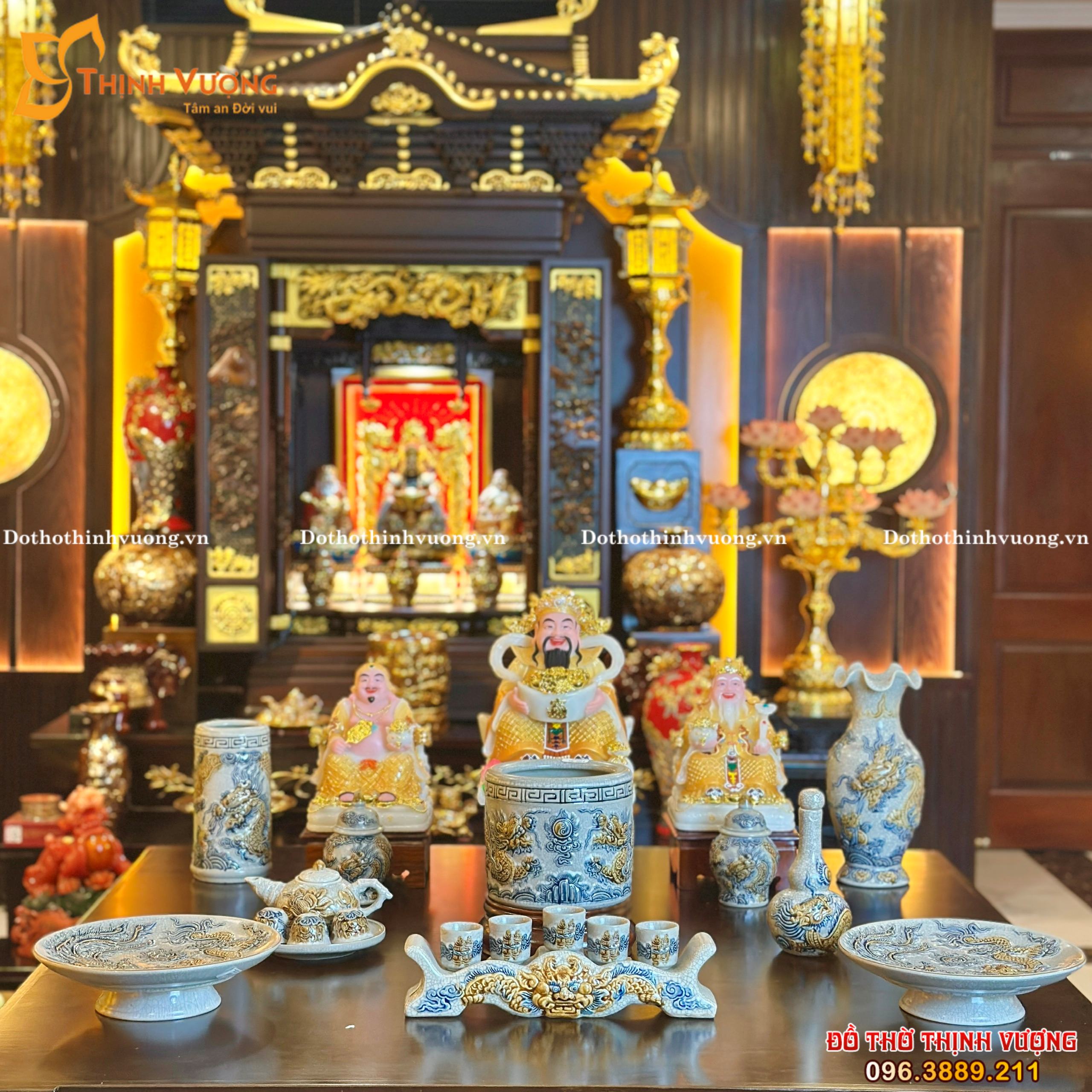 Bộ Thờ Cúng Rạn Nổi BT + Tài Địa PQ VN Vàng Caro